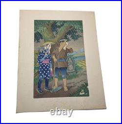 Hiyoshi Mamoru Showers in the Farming Land Woodblock Print First Printing