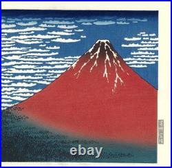 Hokusai Japanese Woodblock Print Red Fuji Fugaku Sanjurokkei Ukiyo-e