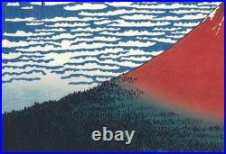 Hokusai Japanese Woodblock Print Red Fuji Fugaku Sanjurokkei Ukiyo-e