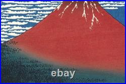 Hokusai Japanese Woodblock Print Red Fuji Fugaku Sanjurokkei Ukiyo-e