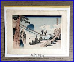 Hokusai Woodblock Japan Suspension Bridge Print