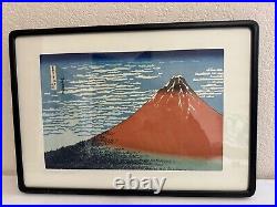 Hokusai Woodblock Print Fine Wind Clear Morning Red Fuji