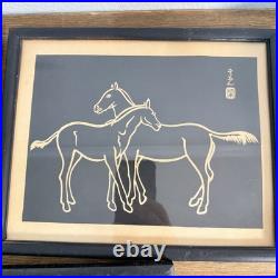 Horses Sonan Noda Woodblock Prints Black White Mid Century Set Of 3 RARE