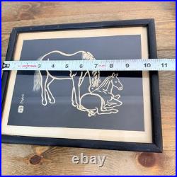 Horses Sonan Noda Woodblock Prints Black White Mid Century Set Of 3 RARE