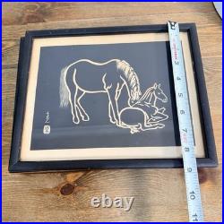 Horses Sonan Noda Woodblock Prints Black White Mid Century Set Of 3 RARE