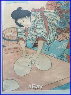 Ichiyosai Toyokuni Antique 19th original Edo Japanese Kunisada woodblock print
