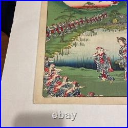 Ikkei Shosai Japan Woodblock Prints Antique Ukiyo-e Pond Kimono Cute Black Hair