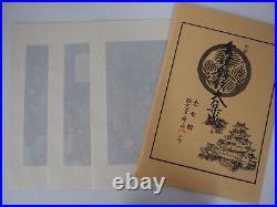 Ikuei Woodblock Print TriptychVolcano Bandai Eruption in Iwashiro 1950s reprint