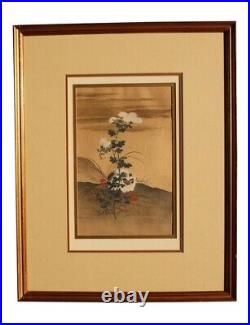Itcho Hanabusa A White Cat Japanese Woodblock Print (reprint) 1920's Framed