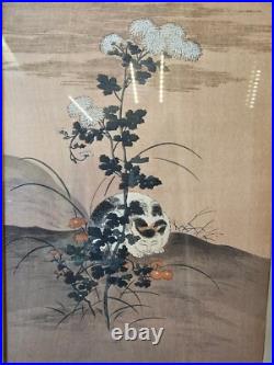 Itcho Hanabusa A White Cat Japanese Woodblock Print (reprint) 1920's Framed