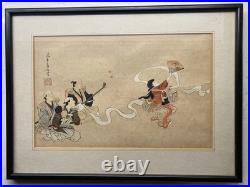 Itcho Hanabusa The Dance Japanese Woodblock Print Framed