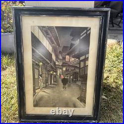 Ito Nisaburo The Inns at Arima Hot Spring Japanese Woodblock Print 1950 Framed