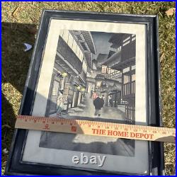 Ito Nisaburo The Inns at Arima Hot Spring Japanese Woodblock Print 1950 Framed