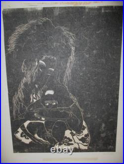 JAPANESE PRINT KINTARO AND YAMAUBA Kitagawa Utamaro on thin translucent washi