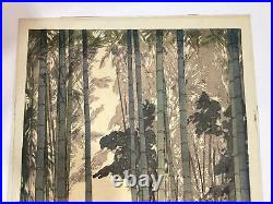 JAPANESE WOODBLOCK PRINT By HIROSHI YOSHIDA (Bamboo Wood) Laid Down 1939