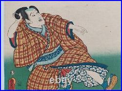 JAPANESE WOODBLOCK PRINT ORIGINAL ANTIQUE circa 1850 TOYOKUNI III / KUNISADA