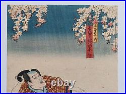 JAPANESE WOODBLOCK PRINT ORIGINAL ANTIQUE circa 1850 TOYOKUNI III / KUNISADA