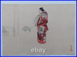 JAPANESE WOODBLOCK PRINT SHIN HANGA ORIGINAL ANTIQUE TSUKIOKA KOGYO 1927 Signed