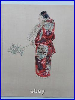 JAPANESE WOODBLOCK PRINT SHIN HANGA ORIGINAL ANTIQUE TSUKIOKA KOGYO 1927 Signed