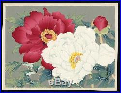 JAPANESE Woodblock Print Hanga Flower Peonies BOTAN
