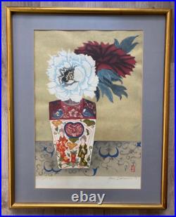 JUN-ICHIRO SEKINO Peonies in a Ko-Imari Vase Limited Edition Woodblock Print