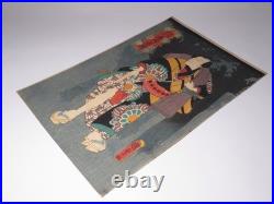 Japan Antique woodblock print Ukiyoe ichikawa Kunisada Edo Era 1603-1868 Orig