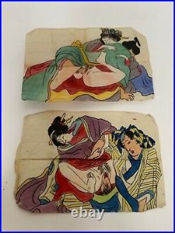 Japanese Antique Shunga Erotic Woodblock Print Comic (b822)