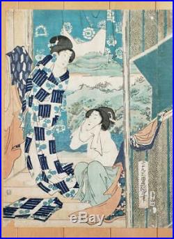 Japanese Antique Woodblock print, Utagawa Toyokuni, Ukiyoe, Edo period