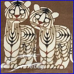Japanese Block Printing Two Tigers Nenjiro Inagaki Mikumo Kyoto & Envelope -Nice