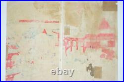 Japanese Color Woodblock Print Original Meiji Era Temple Print from Japan 101