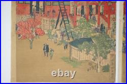 Japanese Color Woodblock Print Original Meiji Era Temple Print from Japan 101