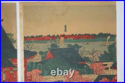 Japanese Color Woodblock Print Original Meiji Era Temple Print from Japan 101