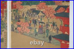 Japanese Color Woodblock Print Original Meiji Era Temple Print from Japan 101