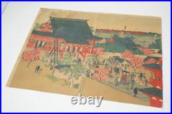 Japanese Color Woodblock Print Original Meiji Era Temple Print from Japan 101
