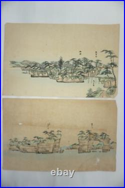 Japanese Color Woodblock Prints 10 Views of Matsushima Meiji Original 1115E2