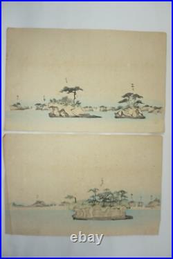 Japanese Color Woodblock Prints 10 Views of Matsushima Meiji Original 1115E2