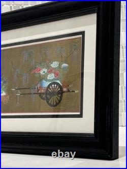 Japanese Gilded Painted Woodblock Flower Cart Print, Asian Fine Art Decor Gifts