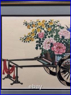 Japanese Original Flower Cart Woodblock Print, Cultural Fine Art Decor Gifts Japanese Original Flower Cart Woodblock Print, Cultural Fine Art Decor Gifts