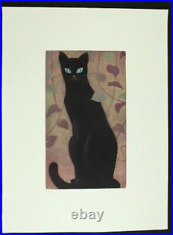 Japanese Print Cat Lithograpy Silkscreen Woodblock