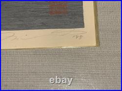 Japanese Signed Woodblock Print Seaside Landscape with Figure in Boat LE 49/180