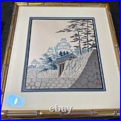 Japanese TOKURIKI TOMIKICHIRO Woodblock Mount Himeji Castle At Himeji In Summer