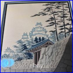 Japanese TOKURIKI TOMIKICHIRO Woodblock Mount Himeji Castle At Himeji In Summer