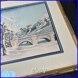 Japanese TOKURIKI TOMIKICHIRO Woodblock Snowy Scene Nijubashi Bridge In Tokyo
