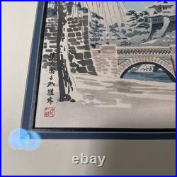 Japanese TOKURIKI TOMIKICHIRO Woodblock Snowy Scene Nijubashi Bridge In Tokyo