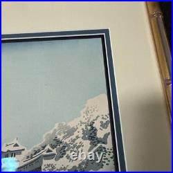 Japanese TOKURIKI TOMIKICHIRO Woodblock Snowy Scene Nijubashi Bridge In Tokyo