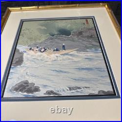 Japanese TOKURIKI TOMIKICHIRO Woodblock The Hozu-gawa Rapids At Kyoto In Summer