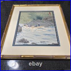 Japanese TOKURIKI TOMIKICHIRO Woodblock The Hozu-gawa Rapids At Kyoto In Summer