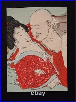 Japanese Ukiyo-e Woodblock Shunga Print 4-610 12-Sheets Late 19th century