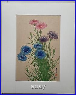 Japanese Wood Block Lg. Print Of Flowers Owned By Hideo Takemura