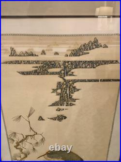 Japanese Woodblock Framed Print Titled'Crane On Pine Limb' By John Paul Morgan